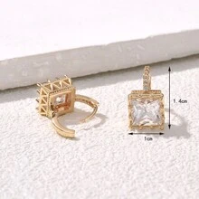 2 Miếng Mạ vàng Đồng & Khối Zirconia  Bông tai stud , Châu Âu và Châu Mỹ Phong cách Của phụ nữ Mặc hàng ngày Hoa tai - Nhiều màu - Xem 5