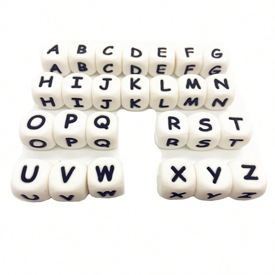 52入組軟矽膠字母珠子,混合az字母的散珠,適用於diy手工珠寶製作,包括鑰匙扣、女士頸鏈、手鍊和姓名裝飾 - 12MM - 查看 1