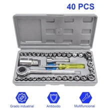 Juego De Herramientas Matraca Con Dados De Impacto 40pz Caja - Plateado - Ver 1