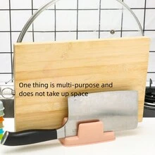 Multifunctional Kitchen Tool Set Including Water Tray, Oil Receiver, Pot Lid Holder, Plastic Chopping Board, Knife Rest, Dish Drainer, Storage Shelf, Suitable For Non-Hole Cutting Boards - Pink - View 5