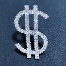 1入新品鑽石戒指,時尚個性誇張美元圈戒指,全鑽石幾何珠寶適合女性 - 彩色 - 查看 4