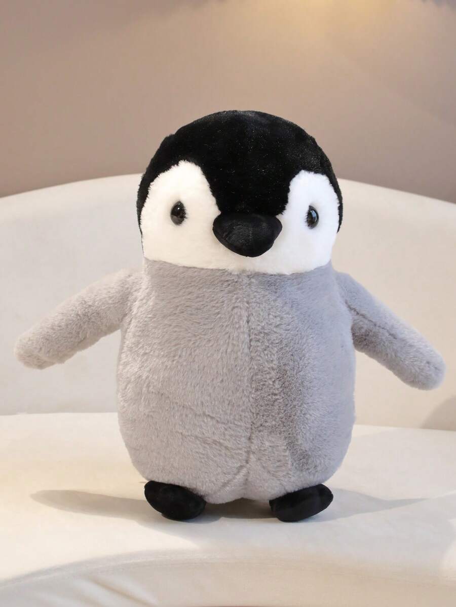 Bobbybear 1只可愛的黑白企鵝毛絨玩具,擺設立式海洋系企鵝公仔靠墊水族系列生日創意禮物家飾