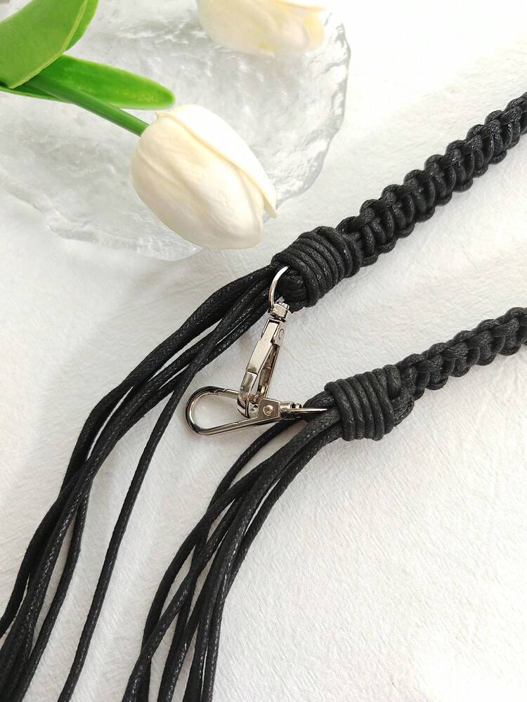 手工編織草繩包帶 - 黑色 - 查看 2