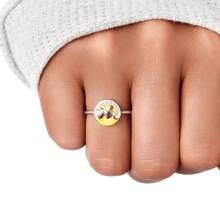 1個時尚的s925純銀雙色太陽和山峰戒指,適合女性日常穿著 - 白色 - 查看 2