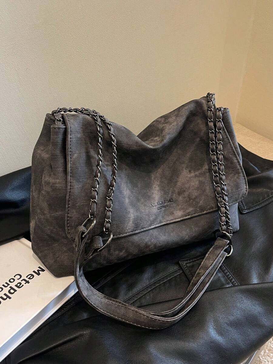 Túi Tote Đeo Vai Cổ Điển Cho Nữ Có Dây Xích, Túi Xách Đeo Chéo Dung Tích Lớn Dành Cho Nữ Công Sở & Học Sinh Sử Dụng Hàng Ngày