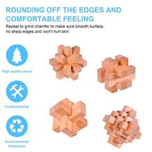 4 件/套 3d 木製拼圖 Iq 腦筋急轉彎木製連鎖遊戲玩具拼圖智力學習教育禮品 - 彩色 - 查看 8