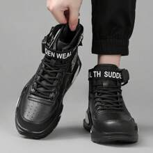 Mens Lightweight Walking Shoes Stylish High Top Shoes With Zipper Athletic Casual Sneakers For Men - 黑色-a - 查看 2