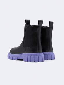 Balabala Tween Girls Autumn And Winter Fashionable Non-Slip Sole Contrast Color Children's Chelsea Boots - Black - View 2