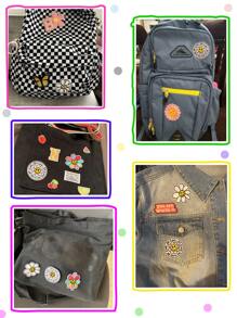 8入組含向日葵和微笑表情的自製刺繡貼片 - 彩色 - 查看 3