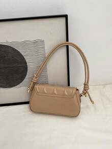 Ladies' Simple And Fashionable Glossy Pleated Shoulder Bag - Khaki - View 6