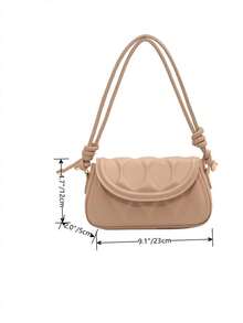Ladies' Simple And Fashionable Glossy Pleated Shoulder Bag - Khaki - View 3