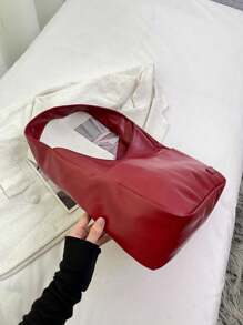 Lightweight,Business Casual Versatile Retro Style Slouchy Wind Shoulder Bag, Fashionable Bucket Bag , Burgundy Bag, Bag, & New Year Ideal Gift Gift Bag For Teen Girls Women College Student,Rookies & White-Collar Workers Perfect For Office,Work ,Business,Commute,College,Middle School, High School, Fashionable Burgundy Bag - Burgundy - View 7