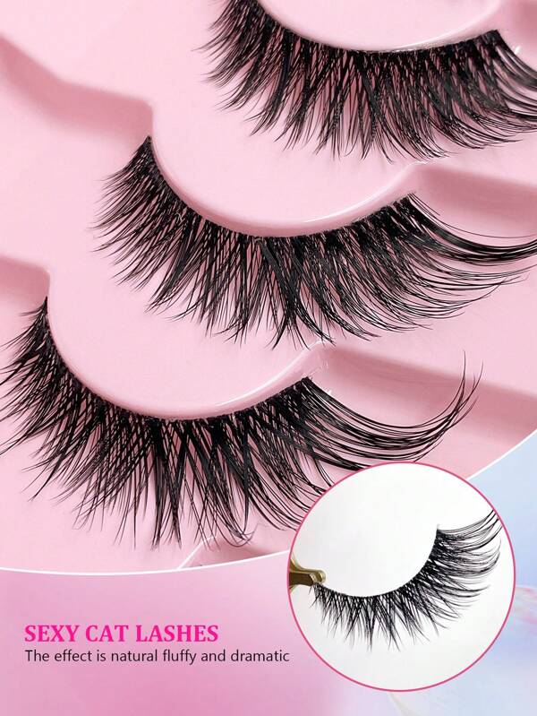 7 Pairs Lashes Cat Eye False Eyelash Winged Fake Eyelashes Natural Fox