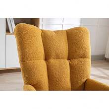 Rocking Chair, Soft Teddy Velvet Fabric Rocking Chair for Nursery, Comfy Wingback Glider Rocker with Safe Solid Wood Base for Living Room Bedroom Balcony (Turmeric) - Màu vàng - Xem 3