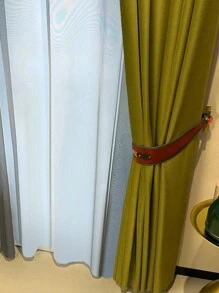 奢華風格抹茶綠厚天鵝絨窗簾,遮光,臥室或法式窗窗簾,成品 - 抹茶綠 - 查看 5