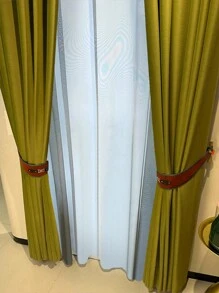 奢華風格抹茶綠厚天鵝絨窗簾,遮光,臥室或法式窗窗簾,成品 - 抹茶綠 - 查看 4