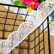 500公分/4公分白色非彈性蕾絲邊diy材料服裝配飾 - 白色 - 查看 3