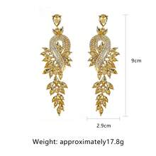 1pair Fashionable Vintage Geometric Long Bohemian Style Earrings With Glass Diamond Pendant For Women Suitable For Daily Wear, Parties, Dances, Weddings, Etc. - Champagne - View 6