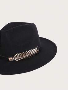 1頂女士時尚爵士帽,金色飾品,適合日常穿著