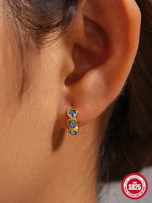 1Pair 925 Sterling Silver Hoop Earrings Heart Cartilage Earrings Cubic Zirconia Cuff Earrings 18k Gold Plated Huggie Hoop Ear Piercing Earrings for Women Daily Wear Christmas Gifts - Gold-white Diamond - View 11