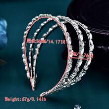 1 件簡約風格水鑽頭帶,手工新娘婚禮髮飾,閃亮、優雅、奢華,適合日常佩戴和節日裝飾