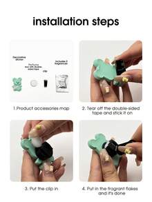 1 件汽车出风口恐龙和手提包熊装饰，汽车出风口香薰扩散器，可爱的汽车出风口装饰，带 2 片桂花香片 - 綠色 - 查看 6