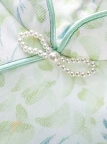 Annil Tween Bé Gái Lưới Mùa Hè Retro Họa Tiết Hoa Phong Cách Trung Hoa Sườn Xám Đầm Ngắn Tay Áo Xanh - màu xanh lá - Xem 6