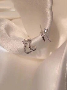 GAGAFEEL 一对925纯银优雅双层闪亮金色立方氧化锆耳钉，女士时尚耳钉，适合日常佩戴、派对配饰，精美礼品