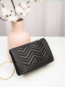 Bolso Bandolera de Un Hombro con Cadena de Metal para Mujer: Elegante y Versátil para Negocios, Universidad, Compras y Trabajo Diario, Bolsa de Dama Negra, Bolsas para Mujer, Mochila de Moda, Conjunto de Mochila para Damas, Pequeña Casual Bolso Mochila para Chicas, Bolsa de Viaje Informal para Mujeres - Tu Compañero de Moda Ideal - Negro - Ver 1