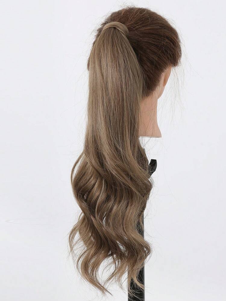 Extensión de coleta flexible que se envuelve alrededor, 26 pulgadas, coleta larga y gruesa de color marrón, extensiones de cabello 100g, rizado y ondulado, extensiones de coleta de color marrón claro para uso diario de mujeres - Marrón - Añade 6