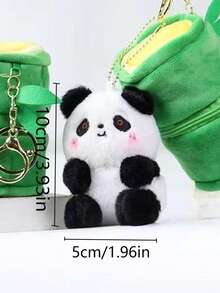 1個3英寸可愛的熊貓形狀毛絨玩具包掛件 - 綠色 - 查看 2