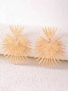 1對復古誇張簡約中空耳釦/吊墜耳環,適合女性佩戴 - 金色 - 查看 2