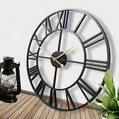 14"16"18"20"24" Classic Roman Numerals Metal Wall Clock, With A Featured Small Gear Rotating Quietly Without Ticking, Perfect For Decorating Living Room, Kitchen, Bedroom, Office, Shop, Etc.,Home Decor ,Room Decor Gifts Birthday Graduation Clock Wall Bedroom Decor Dormitory Decor Back To School