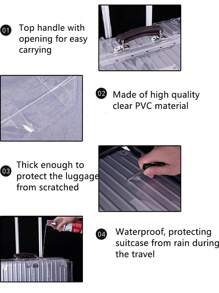 18-30Inch Luggage Cover PVC Transparent Suitcase Cover For 18 To 30 Inch Travel Case Cover Luggage Anti-Scratch Protector Case Protector Cover Travel Suitcase Cover Protective Cover Dustproof Cover Trolley Case Luggage Dust Cover Travel Accessories Bag For School School Accessories School Stuff - Clear - View 5
