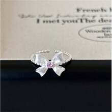 1pc Sweet Bow Knot Open Ring Suitable For Women's Daily Wear Valentines