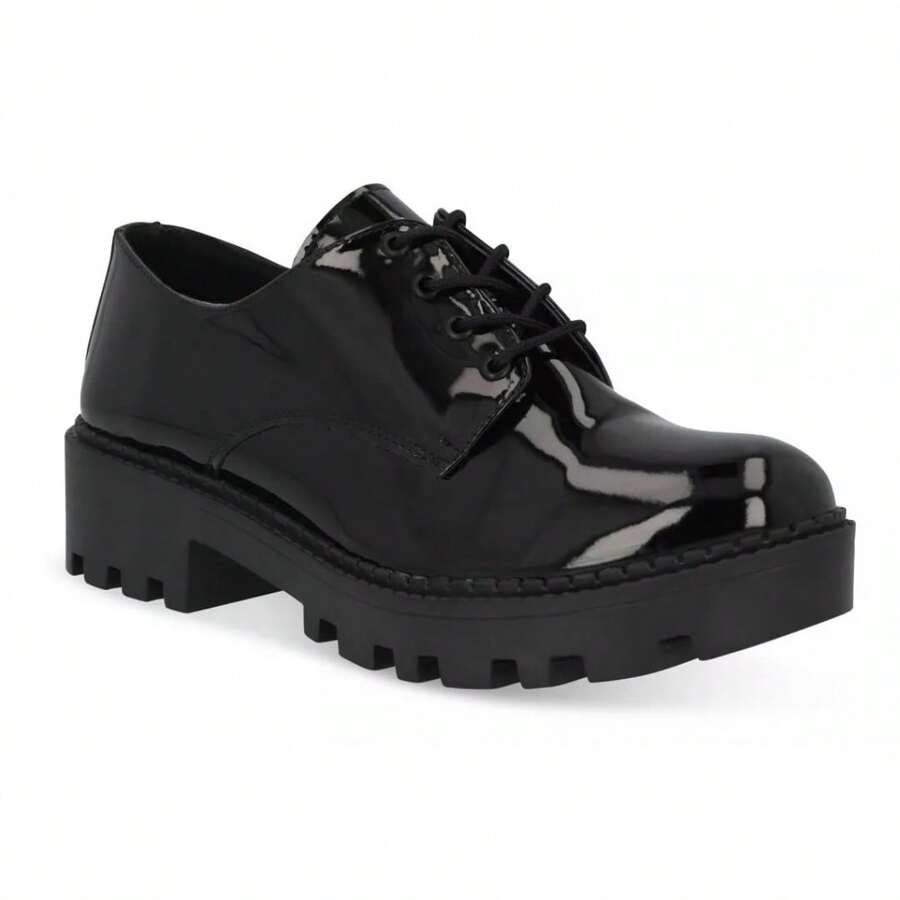 Zapato casual Mujer recubierto suela tipo track - Negro - Ver 1