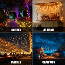 1pc Outdoor Solar Decorative Light String, 8 Lighting Modes, Outdoor IP67 Waterproof, Suitable For Garden Lawn Decoration, House Decoration, Outdoor Wedding Venue Decoration And City Roadside Decoration. Suitable For Festival Decorative Lights