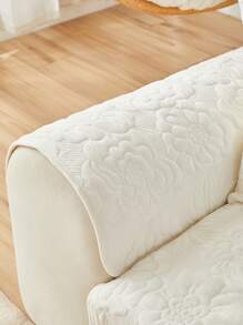 1 件毛絨刺繡沙發墊,溫暖沙發套花卉形狀刺繡工作保護沙發,寵物友好 - 白色 - 查看 7