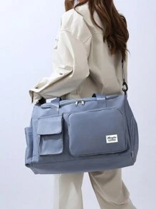 2pcs Weekend Over Night Holiday Luggage Travel Duffel Bag, Large Capacity Gym Yoga Bag, Carry-On Handbag With Dry And Wet Separation, Large Capacity Casual Multifunctional Portable Shoulder Bag With Shoes Compartment For Business, Vacation, Outdoor, Skiing, Exercise Fitting Travel Bag Luggage Bag Overnight Bag Hand Bag Gym Bag For Travel Business Sport Vacation Holiday Outdoor Back To School Big Bag Set Traveling Bag Minimalist - Blue - View 5