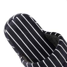 情侶款縱條紋圓頭防滑保暖家居拖鞋,適用於秋冬季節 - 藏蓝色 - 查看 3