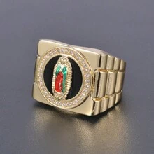 1 Anillo Guadalupe Para Hombres, Joyería Católica De La Virgen María - Dorado - Ver 12