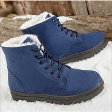 Giày bốt đi tuyết ống ngắn cho nữ Giày bốt ấm áp đế dày mũi tròn mùa đông mới cho nữ Giày thường ngày - Xanh đậm - Xem 3