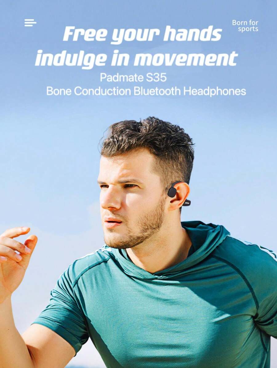 padmate S35 bone conduction headset wireless sports, hanging ear line ...