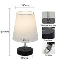 現代風格桌燈dc5v三色可調節溫度亞麻簡約床頭燈led桌燈,適用於臥室客廳裝飾 - 錐柱款 - 查看 1