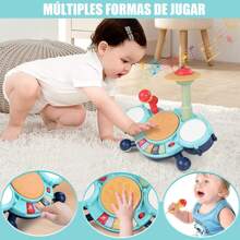 Bateria Musical para Niños, Juguete de tambor musical para bebé, Juguete Electrónico Educativo Para El Aprendizaje Temprano, Juguete de Tambor para niños con micrófono, Adecuado como regalo para niños pequeños, como regalo de cumpleaños o Navidad. - Azul - Ver 7