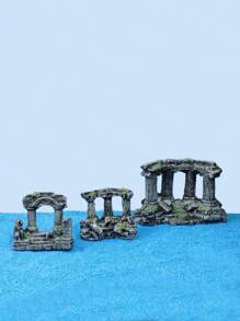 1pc Aquarium Decor Resin Ornament, Roman Column Castle Landscape