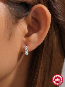 1Pair 925 Sterling Silver Hoop Earrings Heart Cartilage Earrings Cubic Zirconia Cuff Earrings 18k Gold Plated Huggie Hoop Ear Piercing Earrings for Women Daily Wear Christmas Gifts - Gold-white Diamond - View 3