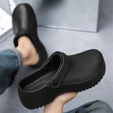 Zapatos de chef antideslizantes, resistentes al aceite, perforados y resistentes al desgaste, tipo sandalias de corte bajo para trabajos de cocina - Negro - Ver 6