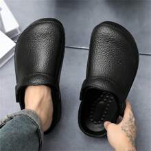 Zapatos de chef antideslizantes, resistentes al aceite, perforados y resistentes al desgaste, tipo sandalias de corte bajo para trabajos de cocina - Negro - Ver 5