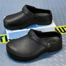 Zapatos de chef antideslizantes, resistentes al aceite, perforados y resistentes al desgaste, tipo sandalias de corte bajo para trabajos de cocina - Negro - Ver 8